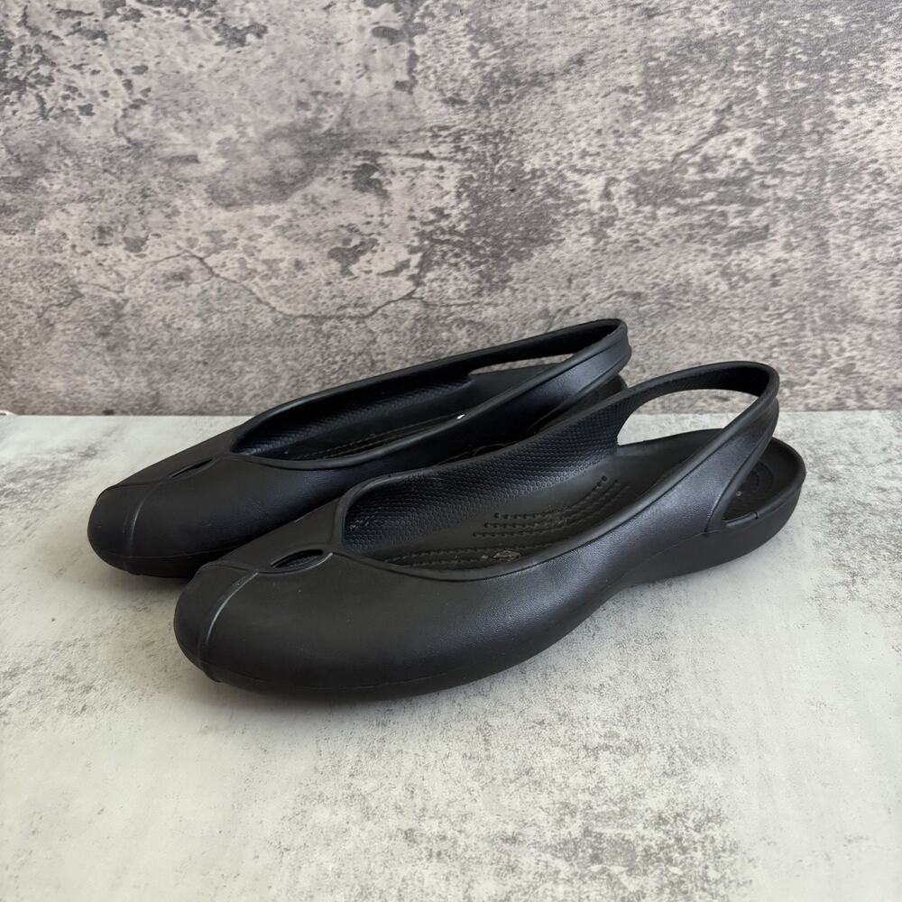 Crocs Olivia II Flats Women's Size 10 Black Sling Back Slip On Comfort